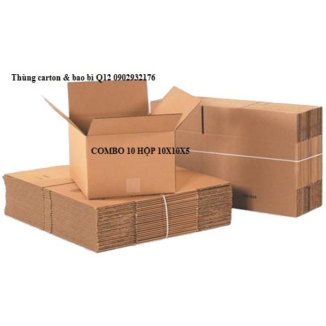 Hộp giấy carton đóng hàng hóa size 10x10x5 - combo 10 hộp