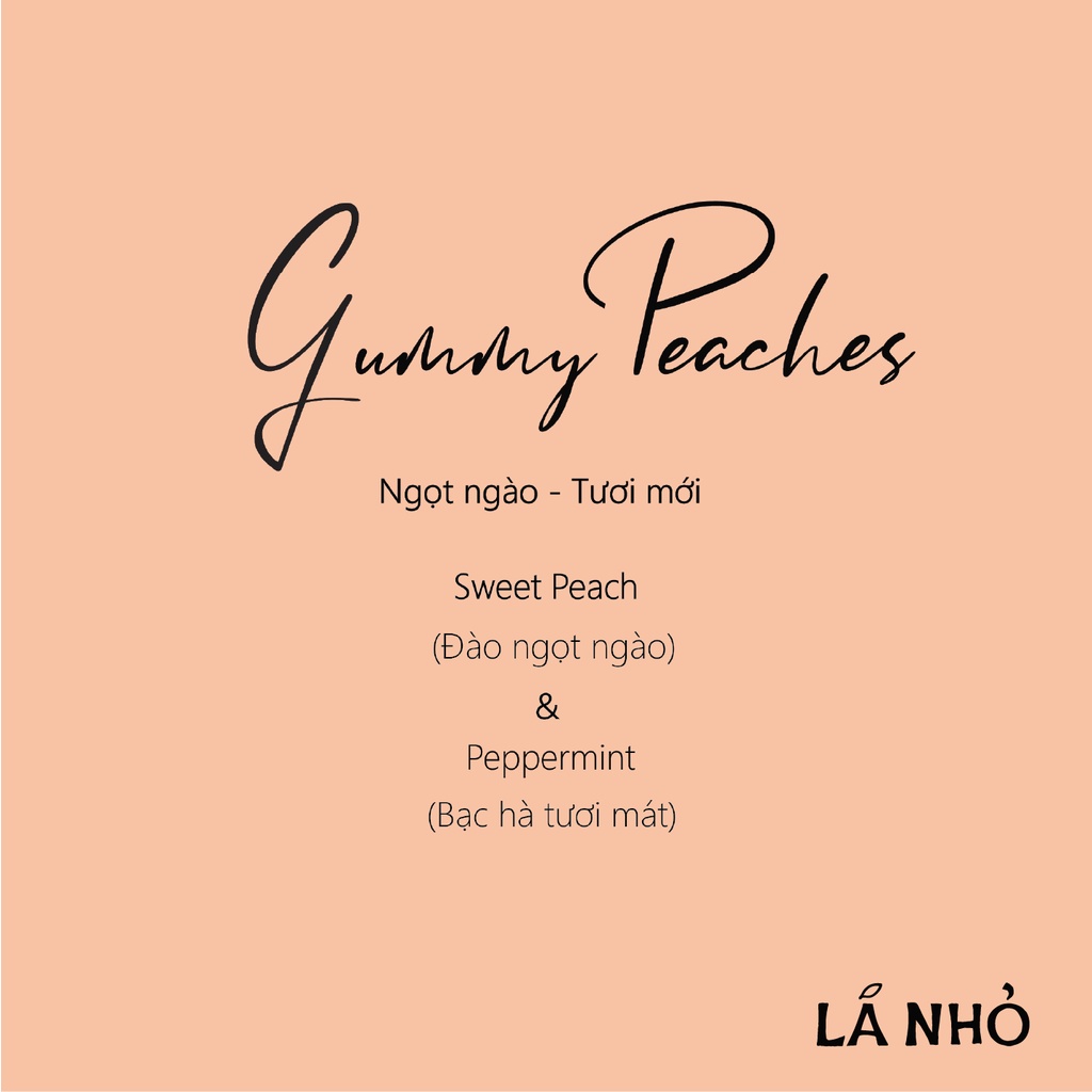 Nến Thơm LÁ NHỎ - Gummy Peaches  (Đào Ngọt + Bạc Hà) - Ngọt Ngào - Tươi Mát - Năng Động