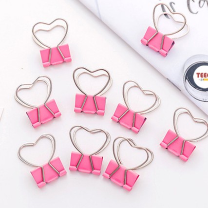 <Ảnh Thật Shop Chụp> Kẹp Bướm Kim Loại Giữ Giấy Ghi Chú Tài Liệu Đánh Dấu Sách Đồ Dùng Hình Trái Tim Độc Lạ D090