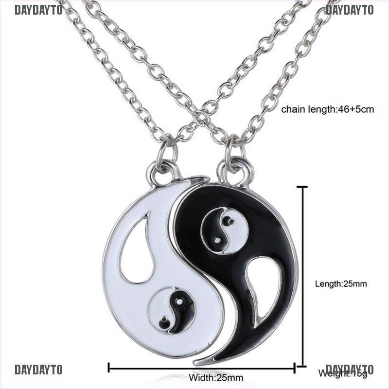 Set 2 Vòng cổ Tình Bạn Mặt Âm Dương Trắng Đen