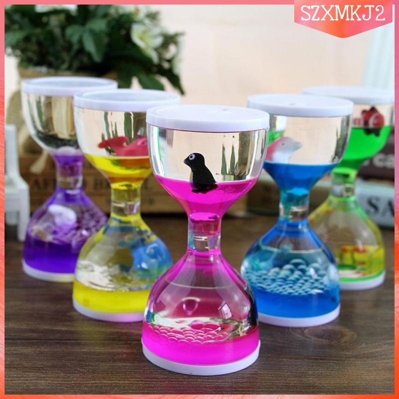 [szxmkj2] Đồng Hồ Cát Dầu Động Vật Nổi Trên Mặt Nước Cảm Ứng Chuyển Động Màu Xanh Dương