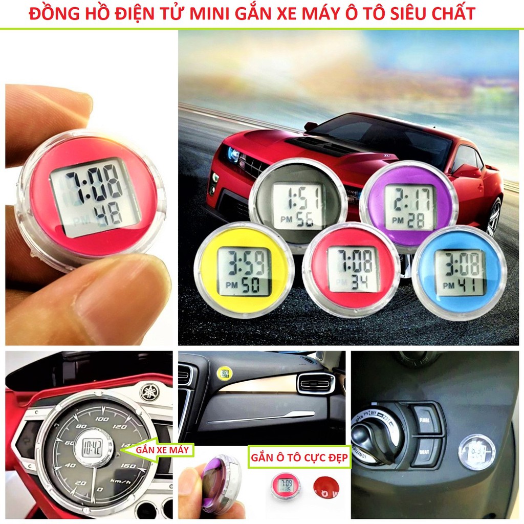 ĐỒNG HỒ ĐIỆN TỬ MINI GẮN XE MÁY Ô TÔ SIÊU ĐẸP LOẠI TỐT , ĐỒNG HỒ TRANG TRÍ XE MÁY