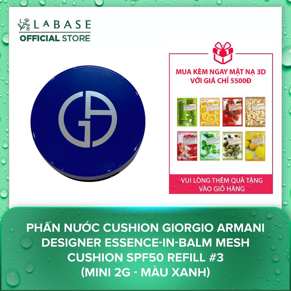 Phấn Nước Cushion Giorgio Armani Designer Essence-In-Balm Mesh Cushion SPF50 Refill #3 (Mini 2g - Màu Xanh)