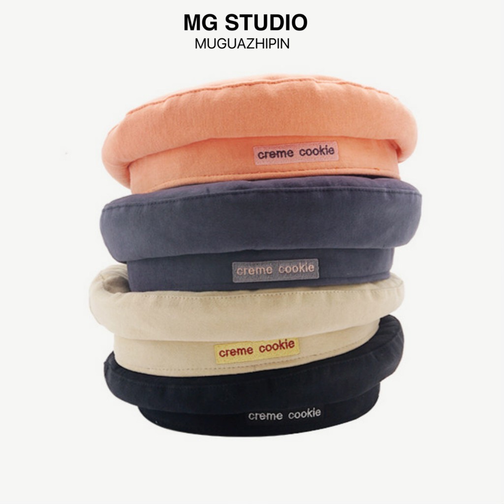 Mũ beret MG STUDIO thêu họa tiết chữ Creme Cookie dễ thương