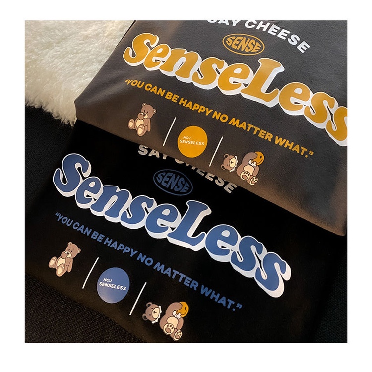 Japanese Retro Cartoon Bear Print Loose Long-sleeved Polo Shirt | BigBuy360 - bigbuy360.vn