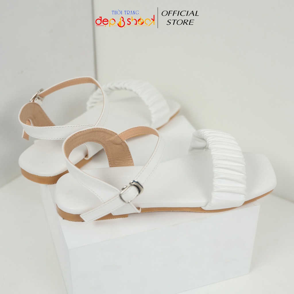 Sandal quai ngang bèo nhún đế bệt cao cấp có Big Size 42 43 thời trang Depvashock