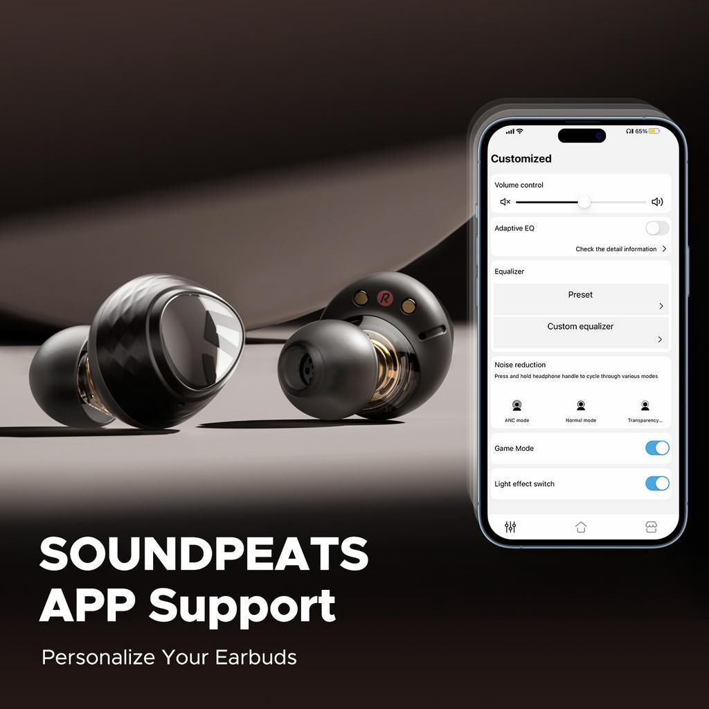 Tai nghe nhét tai SOUNDPEATS kết nối Bluetooth 5.3 không dây 4 làm việc trong vòng 12 giờ