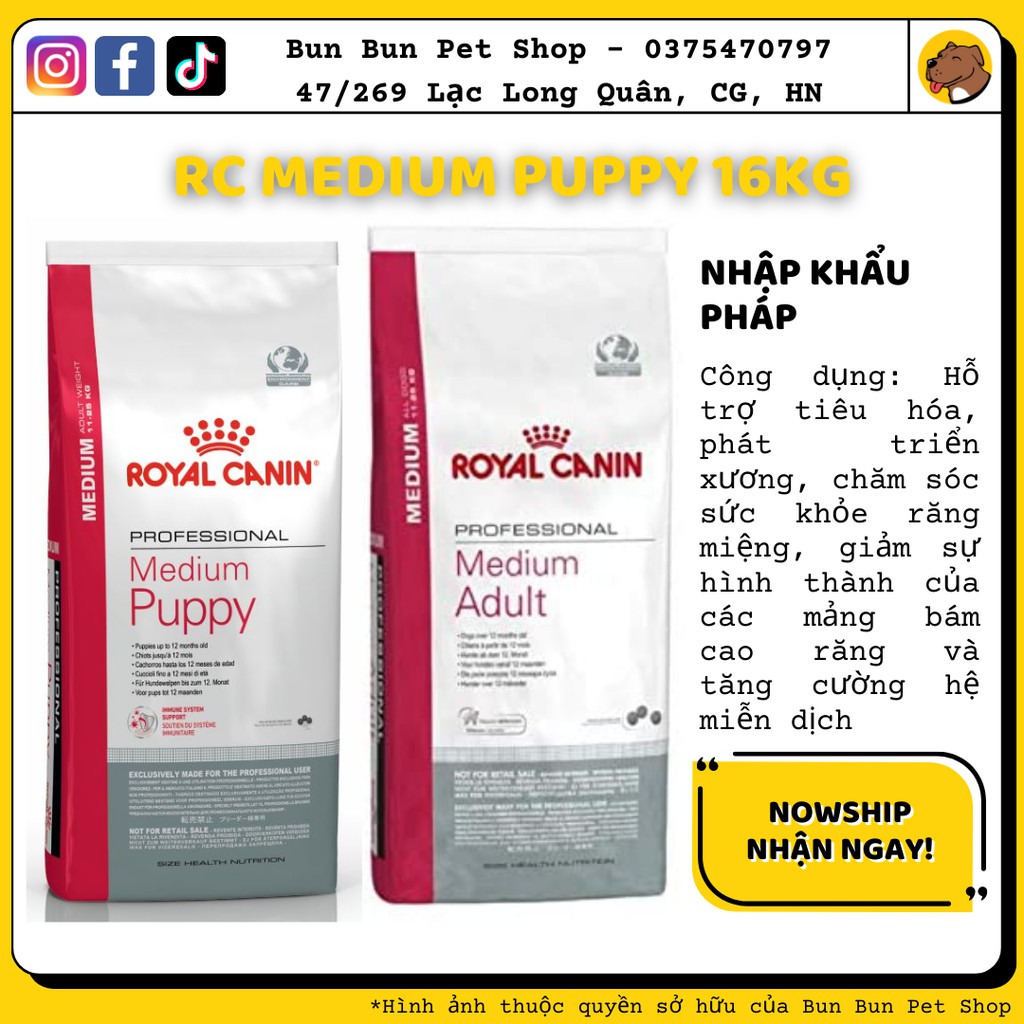Hạt Khô RC Medium Puppy/Adult PRO 16kg