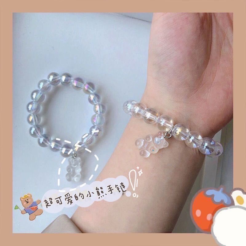Vòng tay pha lê mềm màu kẹo hình gấu đơn giản thời trang