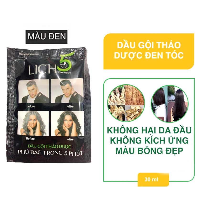 Dầu Gội Đen Tóc LICH5  (MÀU ĐEN) - Lich 5 Giúp Mái Tóc Đen Trở Lại - cvspharmacy