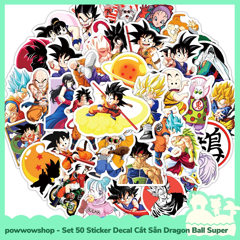 [Sẵn VN - Hỏa Tốc] Set 50 Sticker Mini Decal Dán Trang Trí Vật Dụng Mẫu Anime Manga Game Dragon Ball 7 Viên Ngọc Rồng