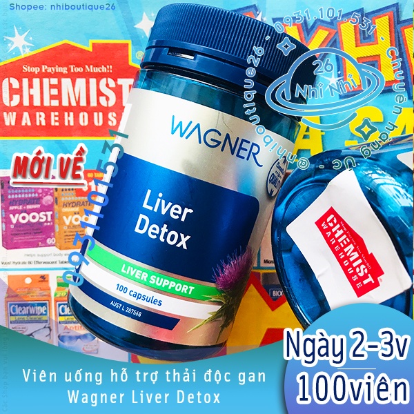 Wagner Liver Detox - Hỗ trợ thải độc gan  🔶 100 viên 🔶 Chuẩn Chemist Warehouse