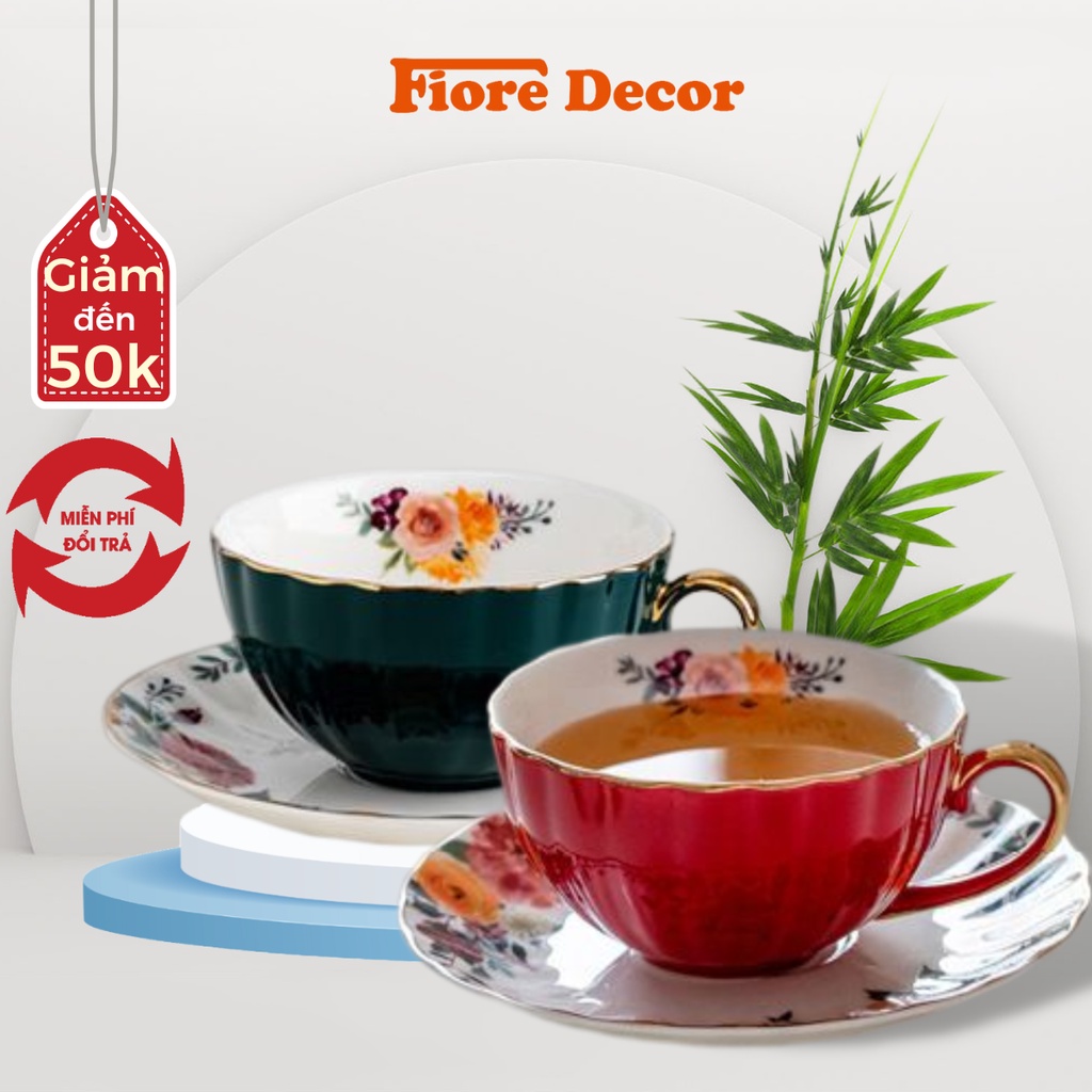 Tách uống trà , cốc pha trà bằng sứ cao cấp Fiore