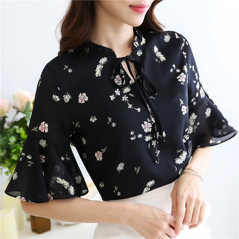 Women chiffon short sleeve blouse women tops
