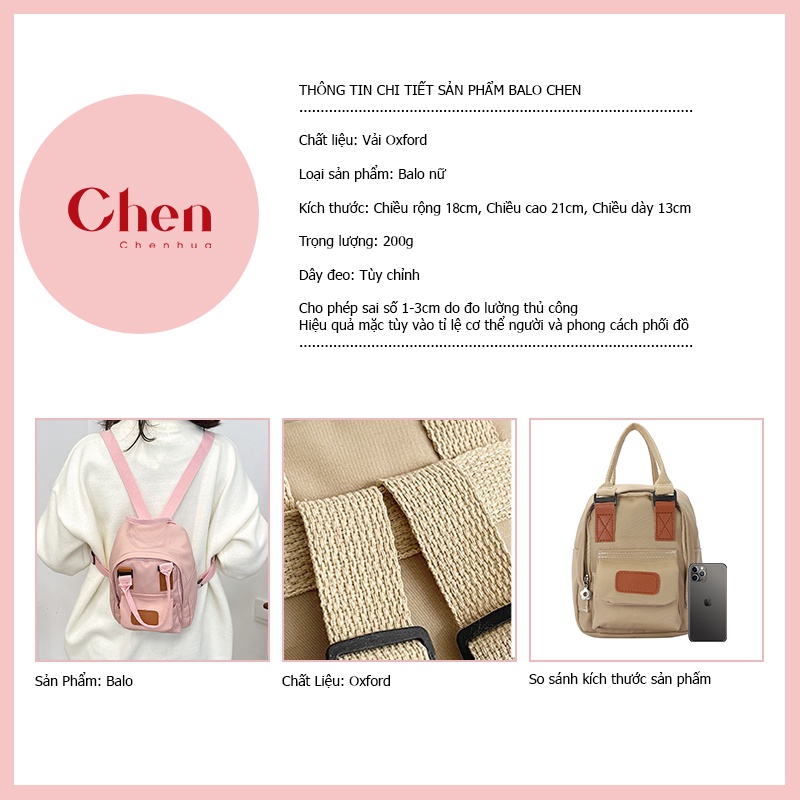 Balo nữ mini ChenHua balo vải thời trang ulzzang đi chơi du lịch đẹp BL83