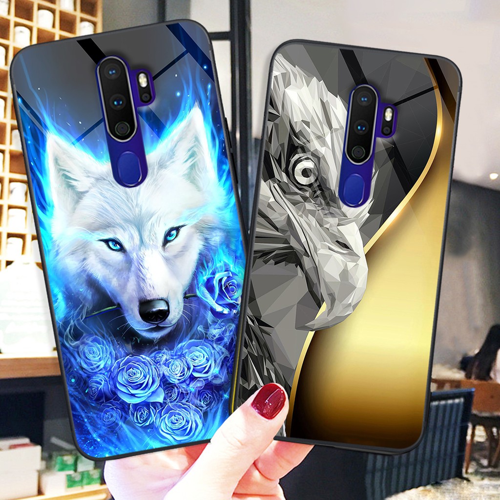 Ốp lưng kính CƯỜNG LỰC điện thoại OPPO A5 - A9 2020 in hình rồng sói Doremon Case