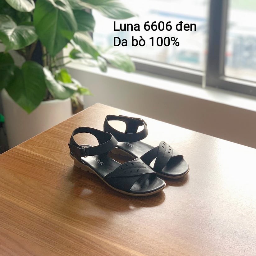 Dép sandal nữ đế bệt da bò êm LUNASHOES 6606 bảo hành 2 năm 1 đổi 1 ảnh thật chụp tại cửa hàng