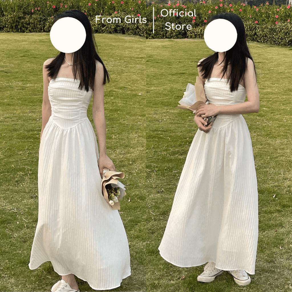 Váy hai dây maxi, đầm maxi dúm ngực lưng chun co giãn from_girls - V209 | BigBuy360 - bigbuy360.vn