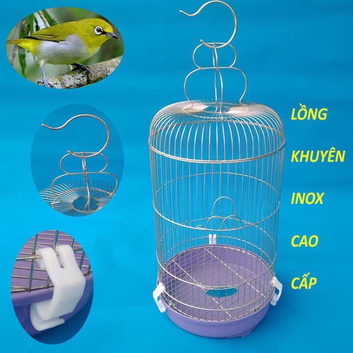 LỒNG CHIM KHUYÊN INOX CAO CẤP _ BỀN_RẺ_ ĐẸP tặng 2 pk ăn uống