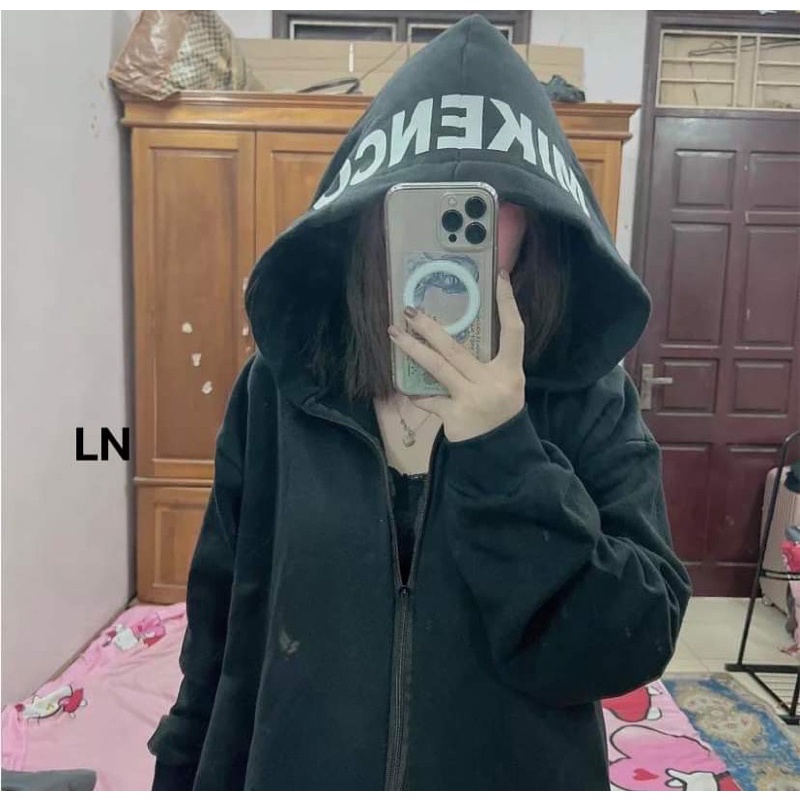 Áo khoác chữ Mikenco in mũ