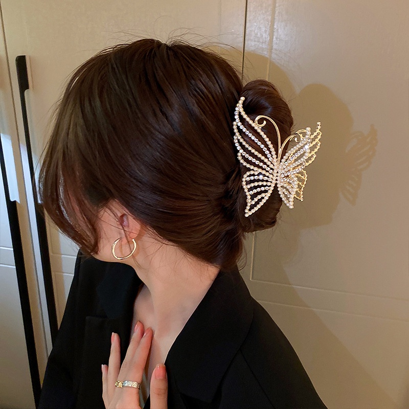 Kẹp tóc Hàn Quốc hình bướm đính đá , cặp tóc càng cua cao cấp Ame Beauty