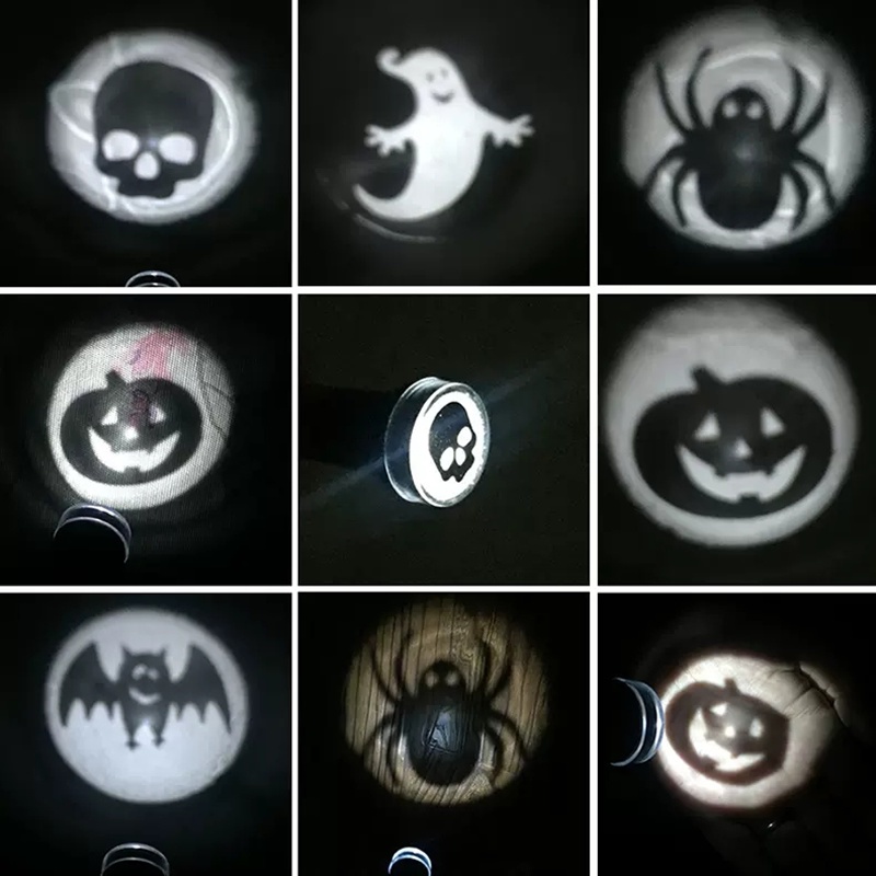 Đèn Pin Chiếu Hình Đầu Lâu Ma Bí Ngô Halloween Cho Người Lớn Và Trẻ Em