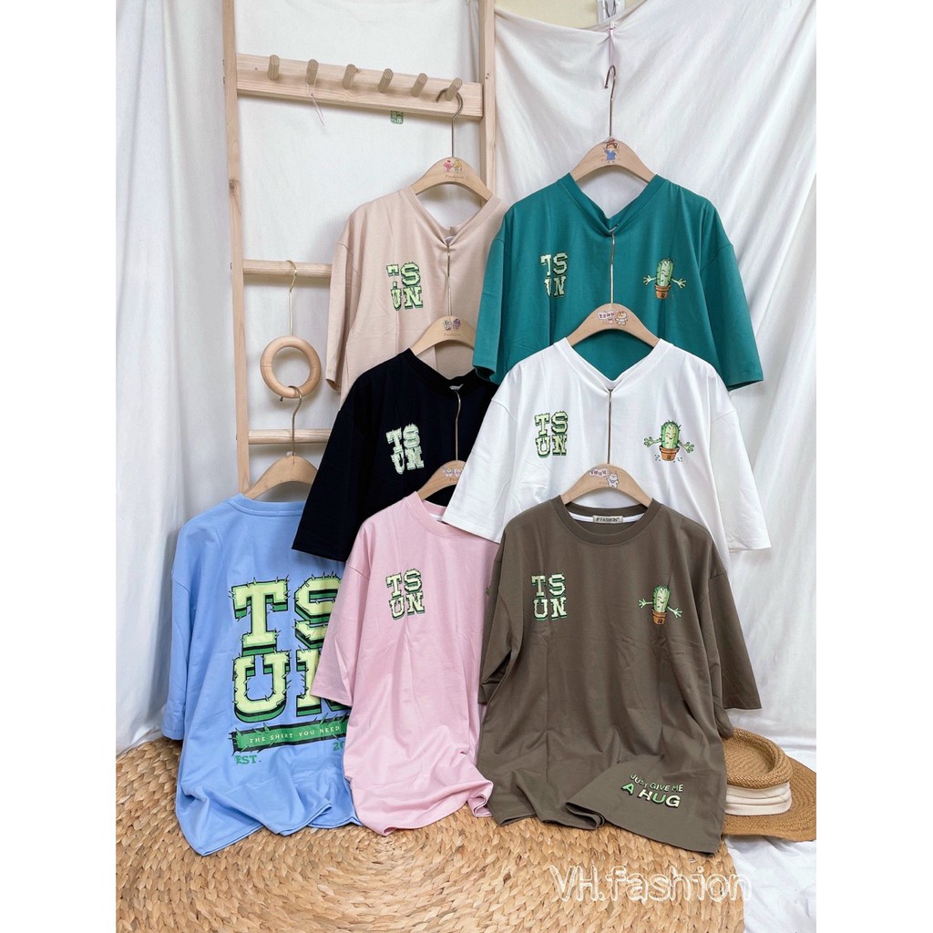 Áo thun Unisex tay lỡ dáng rộng in hình xương rồng, chất cotton cao cấp co giãn 4 chiều phong cách Ulzzang | BigBuy360 - bigbuy360.vn