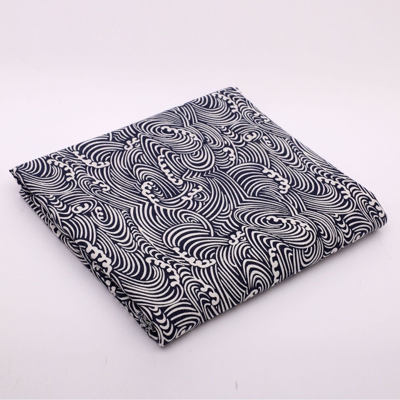 Vải Canvas Vải Bố Trang Trí May Khăn Bàn, Làm Rèm Màn Che, Phông Chụp Ảnh Hoạ Tiết Vảy Cá, Sóng Biển, Thoi Xanh