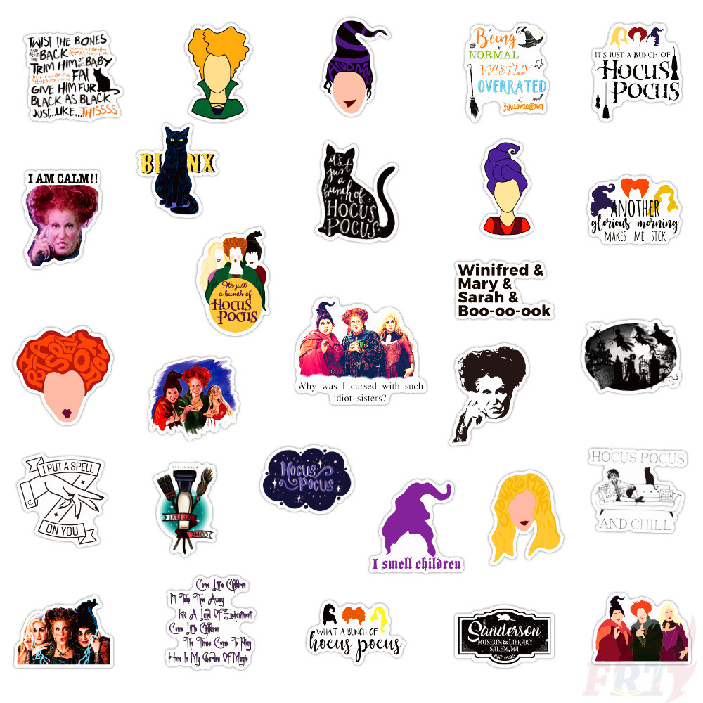 ❉ Hocus Pocus Series 01 Stickers ❉ 50Pcs/Set Funny Witch Winifred Mary Sarah Waterproof DIY Decals Doodle Stickers