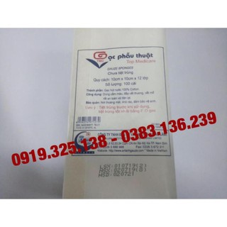 Gạc miếng An lành 100 c/gói (10cm x 10cm x 12 lớp), Không vô trùng