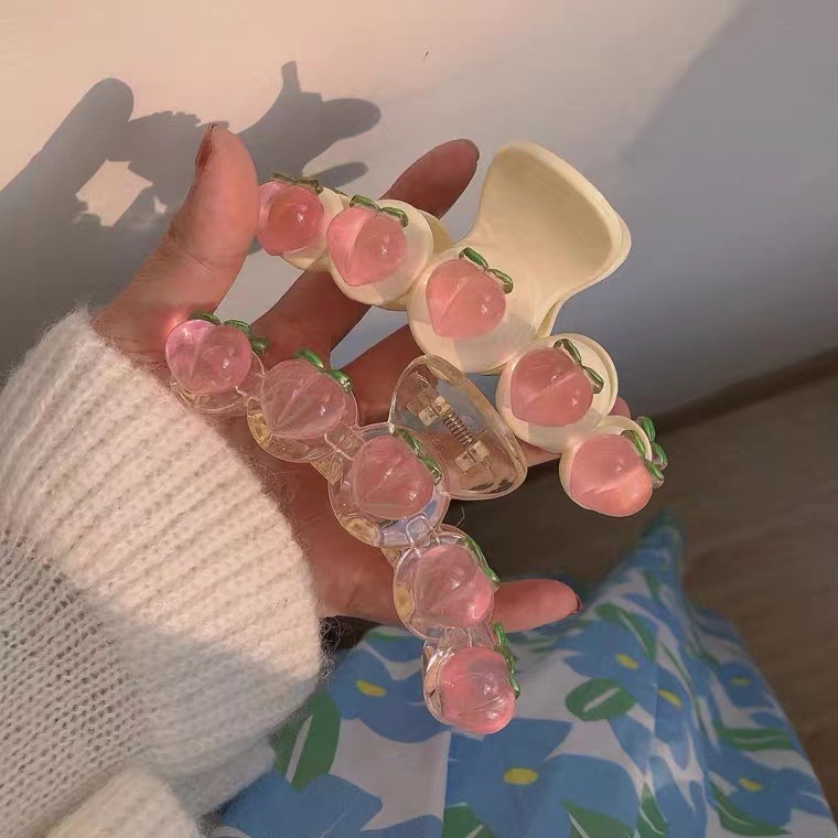 Kẹp Tóc Hình Quả Đào Màu Hồng Trong Suốt 2022