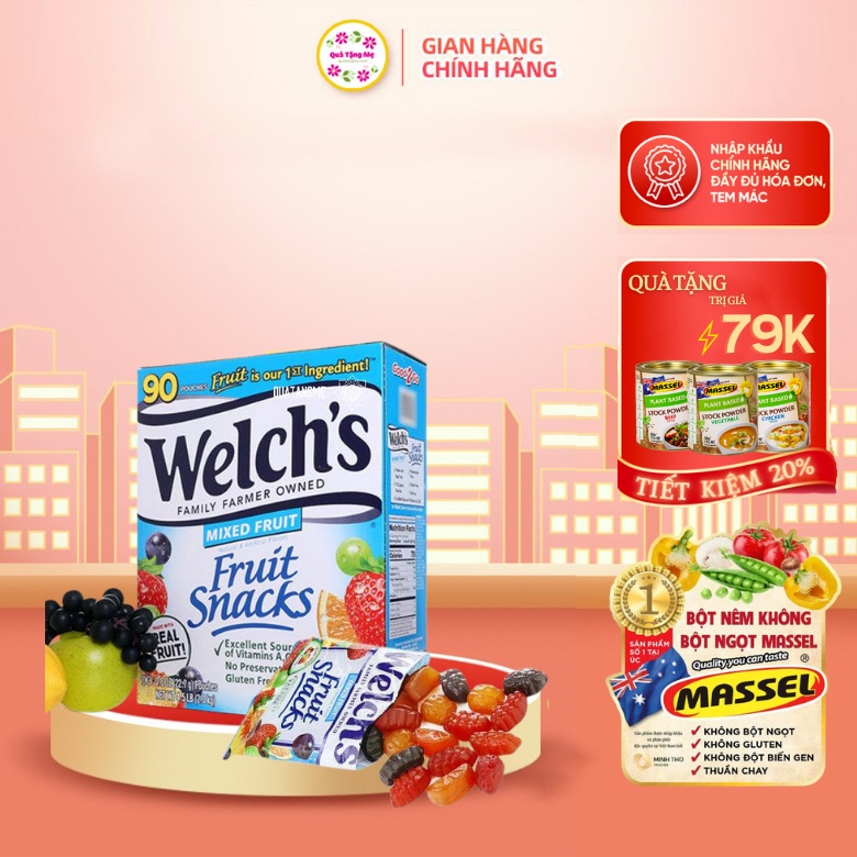 Thùng 90 Túi Kẹo dẻo trái cây Welchs 2kg - Mỹ - QT296