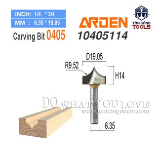 Mũi router đánh chỉ nhọn arden r9.52 cốt 6.35 mm