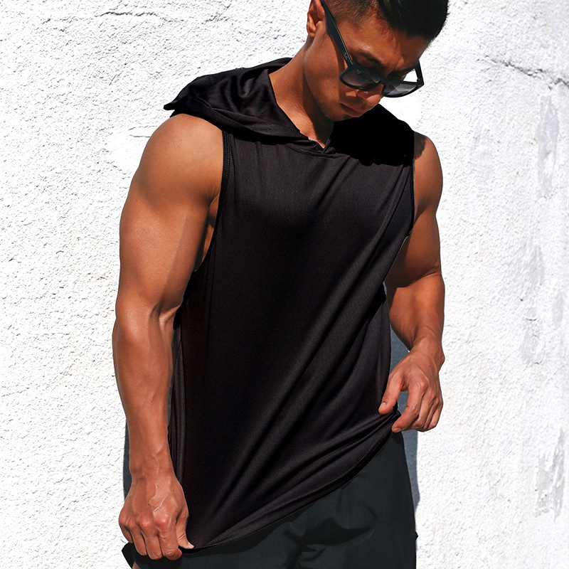 Bộ Đồ Thể Thao Áo Sát Nách Có Mũ Trùm Vải Khô Thoáng Nhanh Size M-3XL Cho Nam