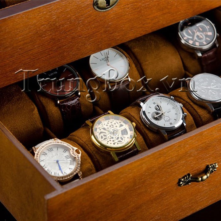 Hộp Đựng Đồng Hồ 20 Ngăn Vỏ Gỗ Veneer Cao Cấp - Mã 545