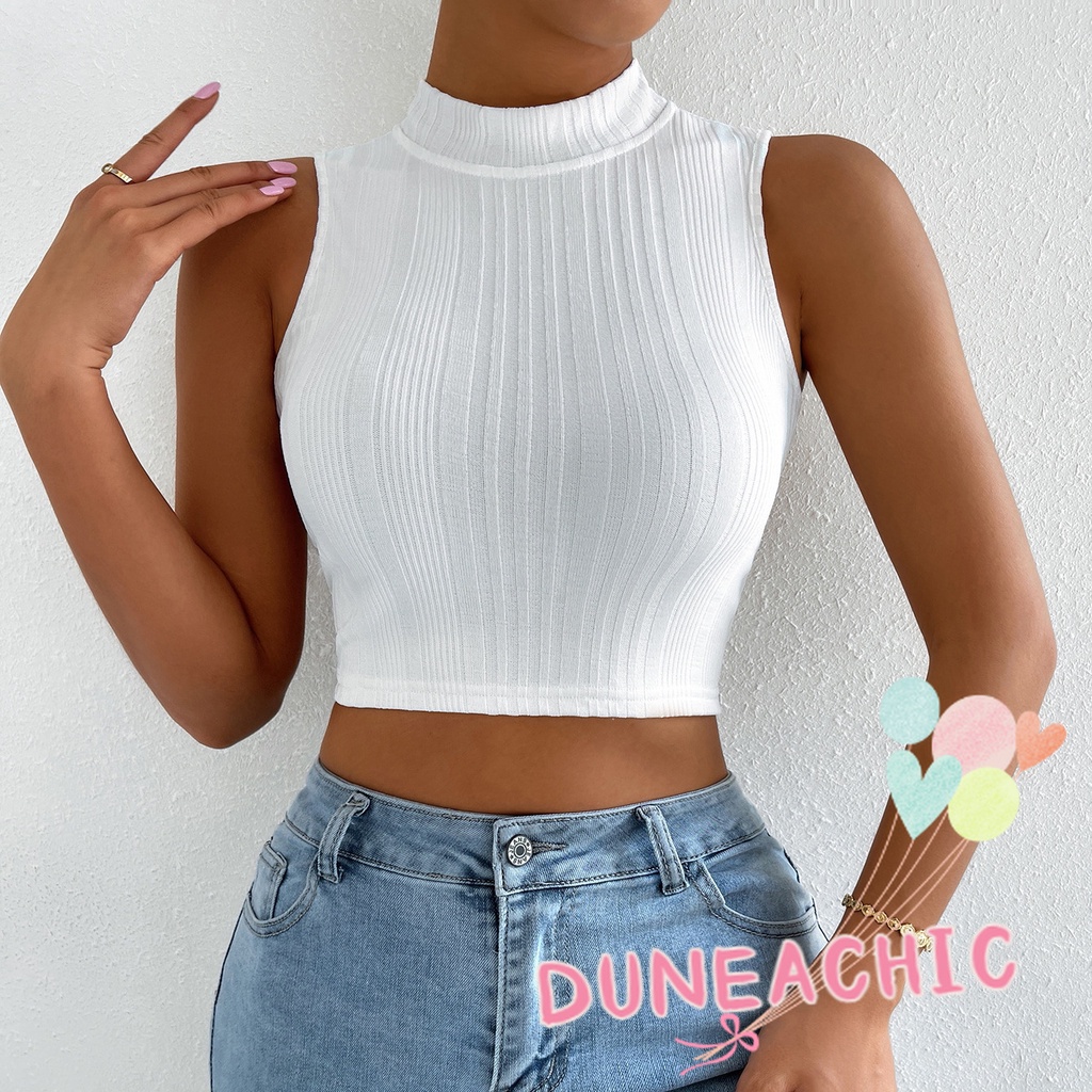 DUNEA Áo Tank Top Cổ Tròn Màu Trơn Thời Trang Cho Nữ