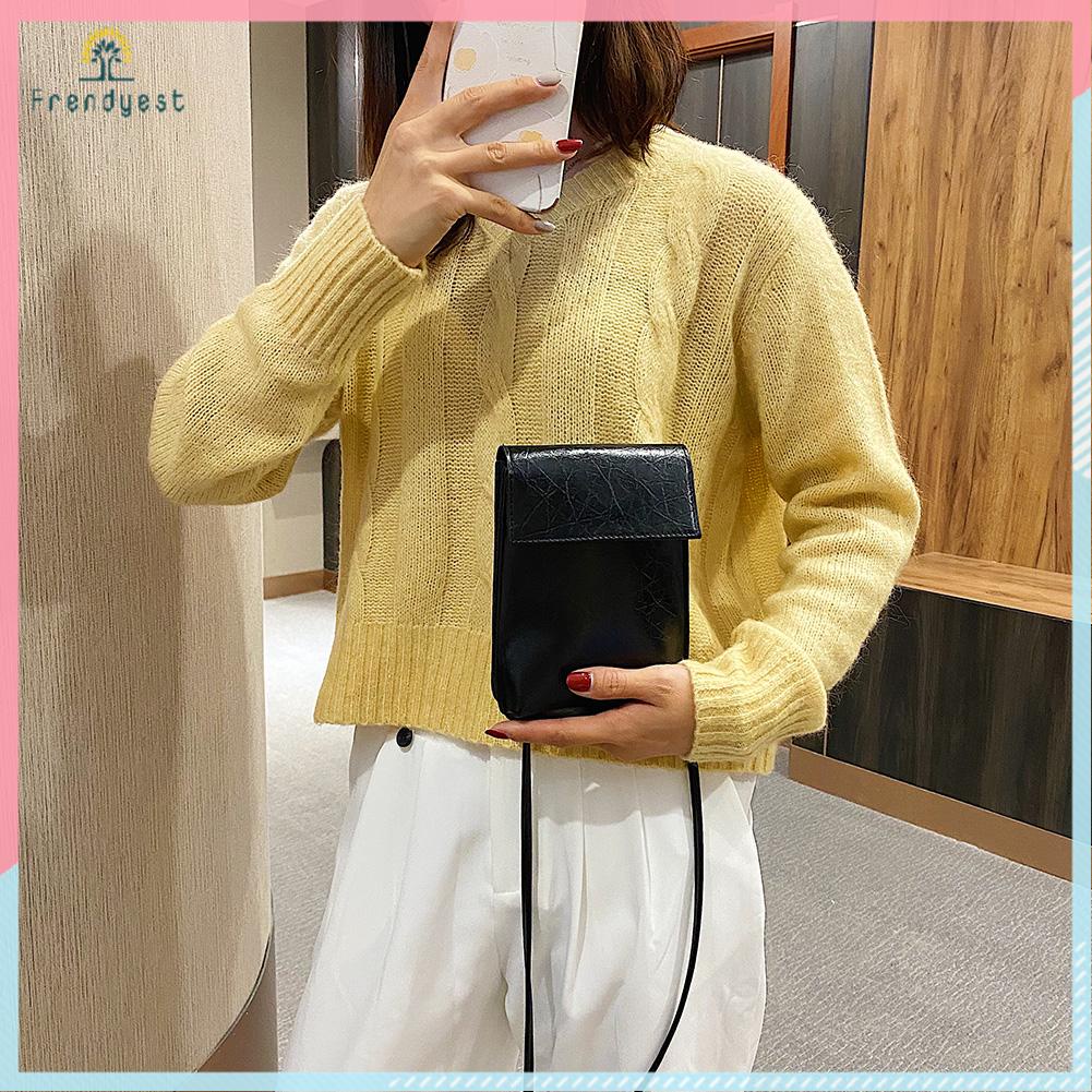 Túi đeo chéo da PU đựng điện thoại phong cách retro cho nữ