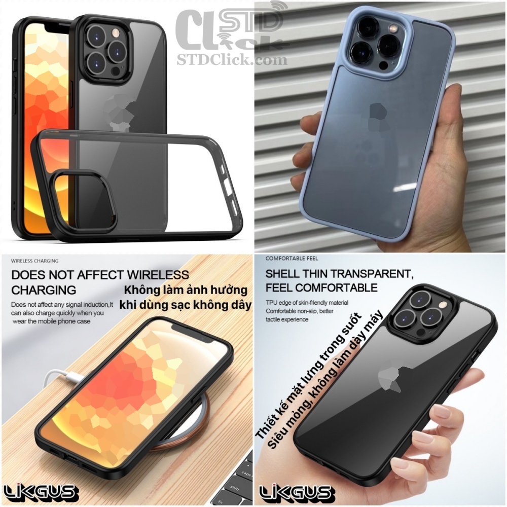 ỐP LƯNG IPHONE 13 PRO MAX - 13 PRO - 13 LIKGUS CHÍNH HÃNG SIÊU MỎNG LƯNG NHỰA CỨNG TRONG VIỀN DẺO