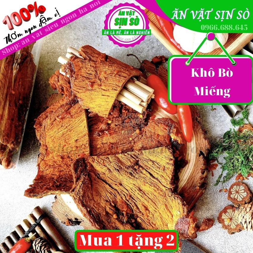 300gr Khô bò Miếng cực ngon Tiệm Ăn Vặt nhà SÒ, Khô Bò miếng cay cay Tiệm đồ Ăn Vặt SỊN SÒ Thơm Ngon Đậm Vị