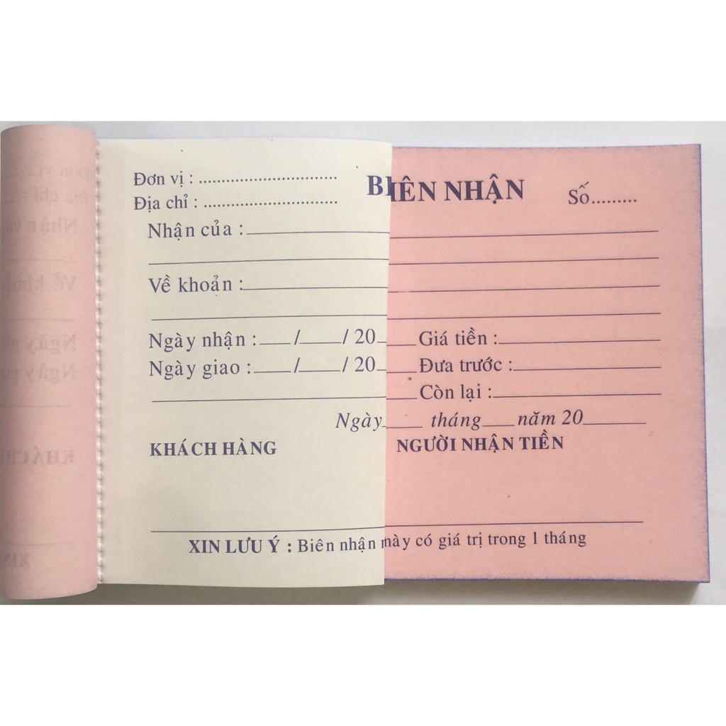 Biên nhận 2 liên