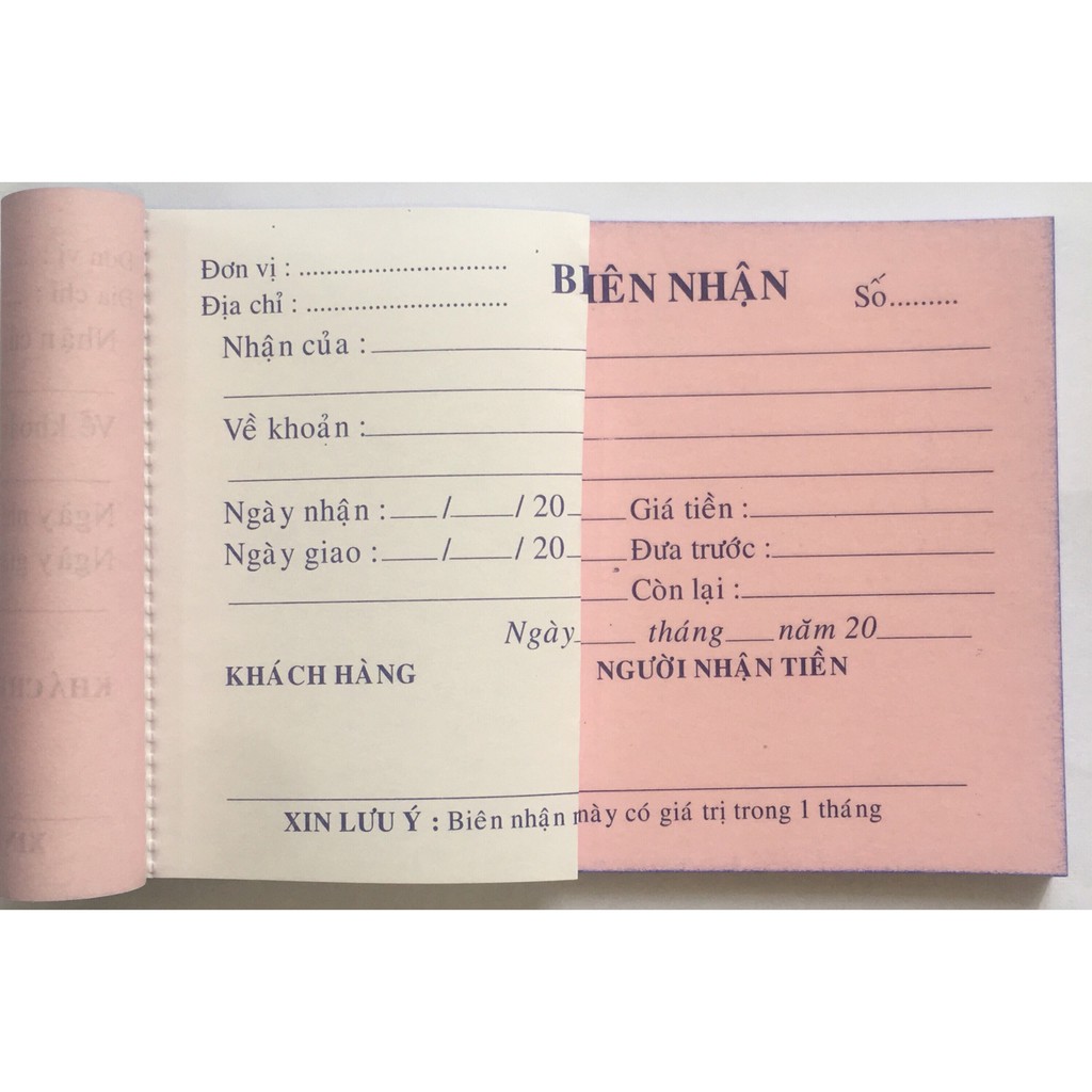 Biên nhận 2 liên (Combo 10 cuốn)