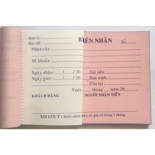 Biên nhận 2 liên khổ 10x15cm (Combo 10 cuốn)
