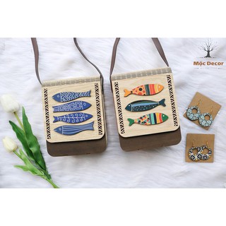 Túi Xách Gỗ Vintage Cá Cách Điệu độc đáo của Mộc Decor túi cói handmade
