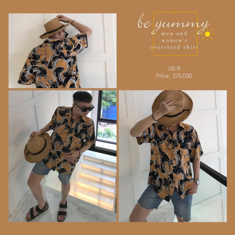 Unisex Shirt US-8 Sơ mi Họa tiết Oversized Nam Nữ | BigBuy360 - bigbuy360.vn