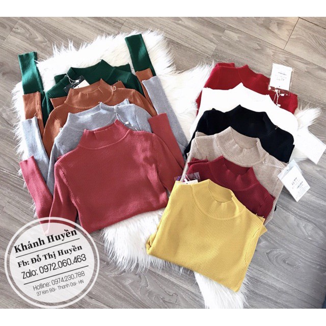 Áo len tăm cổ 3 PHÂN GÂN TĂM siêu mềm