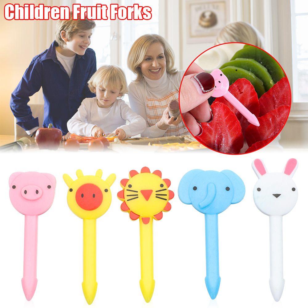 Bộ 6 / 10 Nĩa Ăn Trái Cây Bằng Nhựa Pp Có Thể Tái Sử Dụng Cho Bé