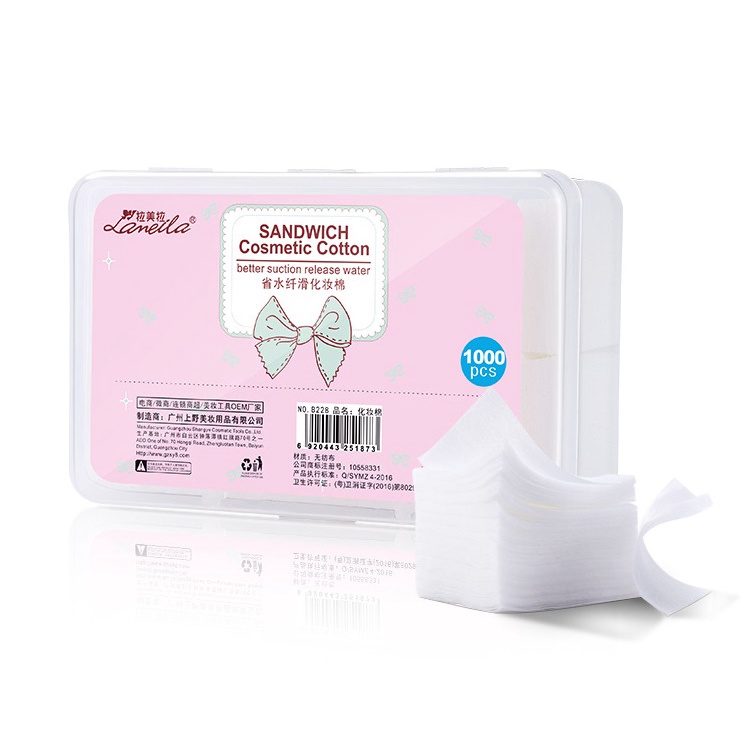 Bông Trang Điểm Lameila Sandwich Cosmetic Cotton Hộp 1000 Miếng