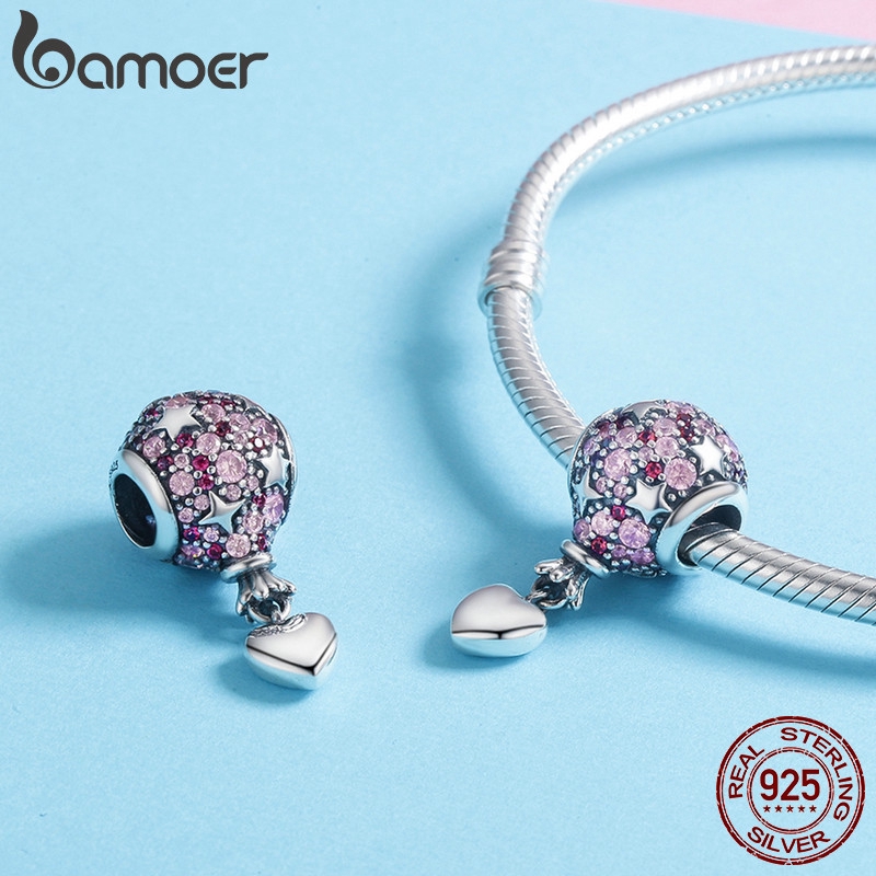 Hạt cườm Bamoer hình khinh khí cầu đính kim cương nhân tạo thời trang