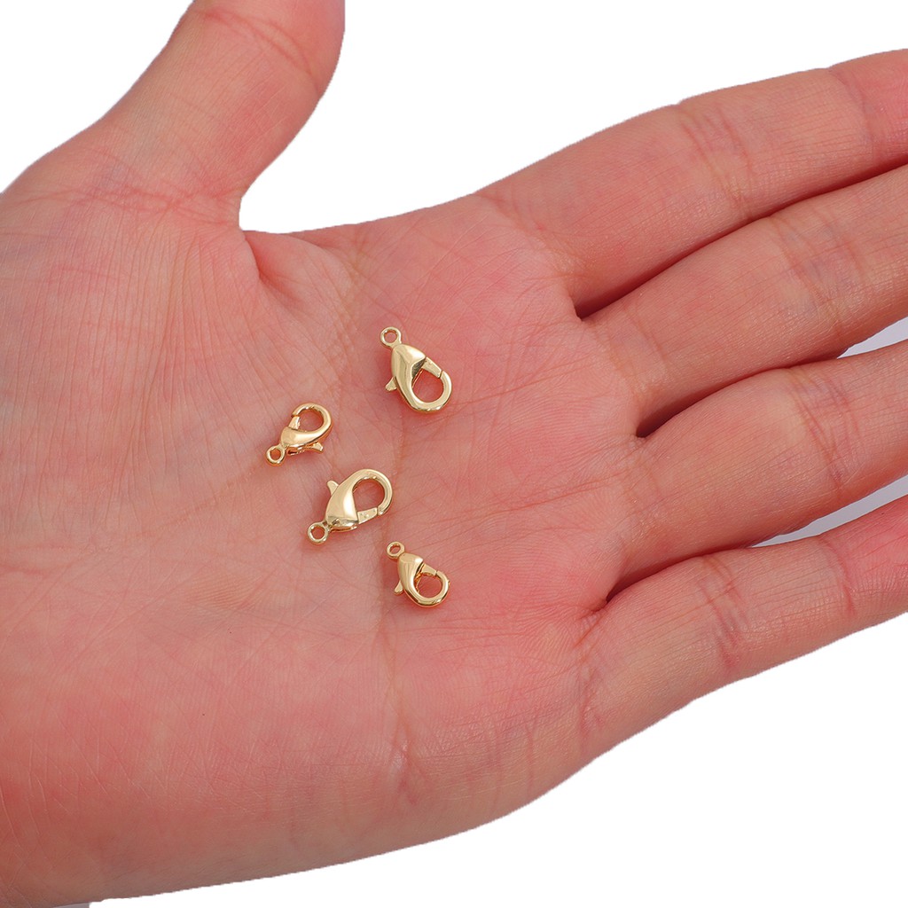 Gói 10 móc khóa gài càng cua Beadia mạ vàng 18K dùng để nối đầu trang sức dây chuyền và vòng tay tự làm