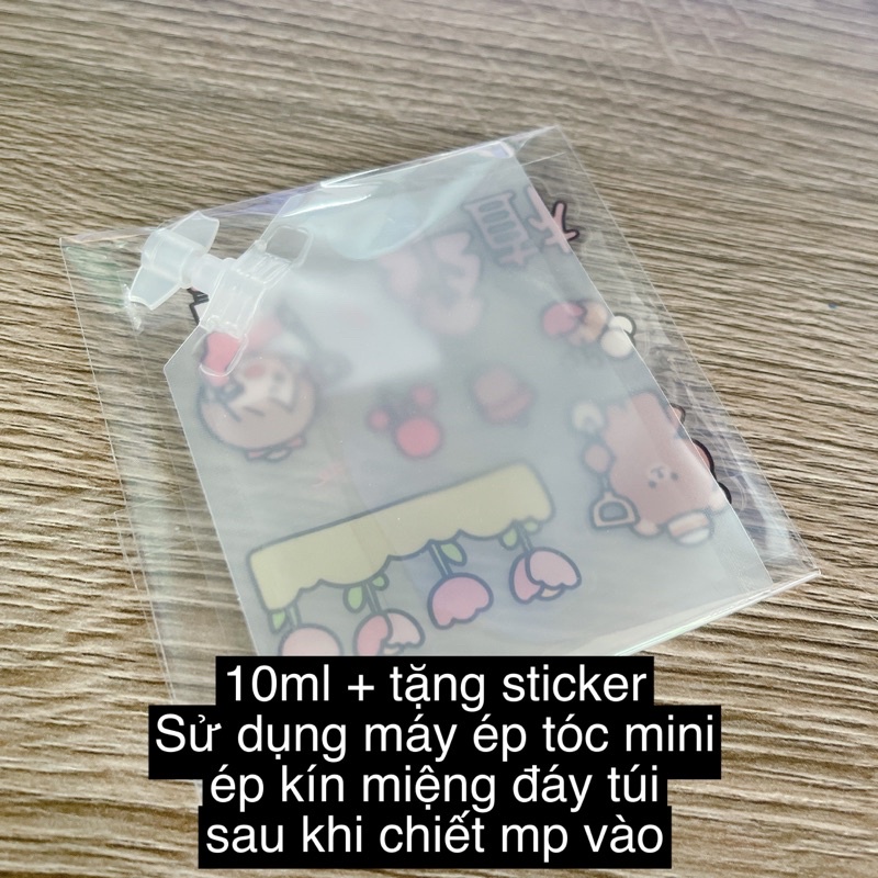 Túi nhựa chiết mỹ phẩm mini size du lịch - dùng máy duỗi kẹp hàn đáy túi